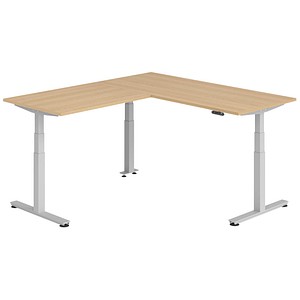 Hammerbacher Sitz-Steh-Schreibtisch VXDSM, elektrisch höhenverstellbar, 127cm (H), 200x180cm (BxT), eiche / silber 4032062327272 Hammerbacher 6 Stück