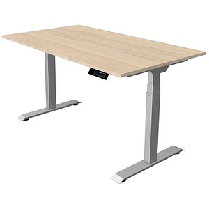 Kerkmann Move 1 stable elektrisch höhenverstellbarer Schreibtisch ahorn rechteckig, T-Fuß-Gestell silber 140,0 x 80,0 cm