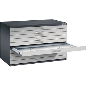 4067521473696 - Zeichnungsschrank DIN A1 10 Schubladen Höhe 760 mm schwarzgrau weißaluminium C+P 4067521473696 - Zeichnungsschrank DIN A1 10 Schubladen Höhe 760 mm schwarzgrau weißaluminium C+P
