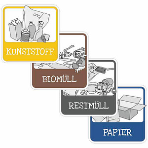 4044589488169 - 4 Hinweisschild Kunststoff Biomüll Restmüll Papier quadrat 100 x 100 cm 4044589488169 4 Stück