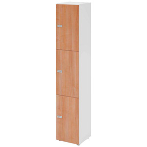 4032062314500 - HAMMERBACHER Schließfachschrank weiß nussbaum V264L3 W N ZS 3 Schließfächer 400 x 420 x 2156 cm