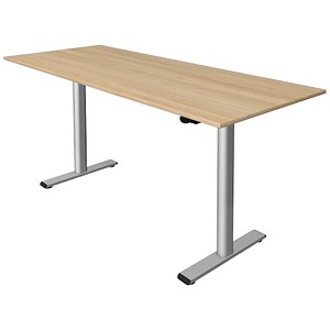 4044917454927 - Move 1 base elektrisch höhenverstellbarer Schreibtisch eiche hell rechteckig T-Fuß-Gestell silber 1800 x 800 cm 4044917454927