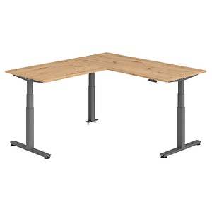 Hammerbacher Sitz-Steh-Schreibtisch VXDSM, elektrisch höhenverstellbar, 127cm (H), 200x180cm (BxT), asteiche / graphit 4032062326817 Hammerba 6 Stück