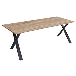 4051814440984 - my office Lona Schreibtisch sonoma-eiche rechteckig X-Fuß-Gestell schwarz 1600 x 800 cm