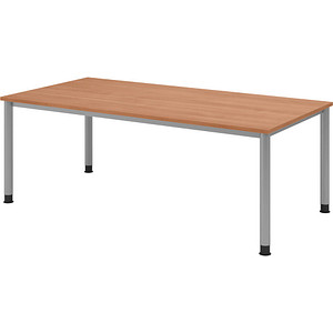 Hammerbacher Schreibtisch VHS, manuell höhenverstellbar, 81cm (H), 200x100cm (BxT), nussbaum / silber 4032062166437 Hammerbacher 3 Stück