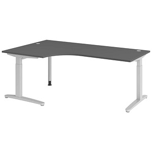 Hammerbacher Schreibtisch VXB, manuell höhenverstellbar, 85cm (H), 200x120cm (BxT), graphit / silber 4032062326336 Hammerbacher 6 Stück