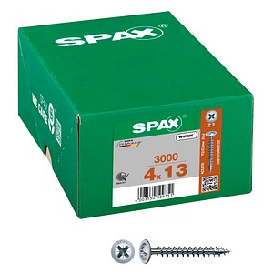 4003530109751 - Universalschraube 4 x 13 mm 3000 Stück Vollgewinde Rückwandkopf Kreuzschlitz Z2 4CUT wirox - 0281010400132 - Spax 4003530109751 - Universalschraube 4 x 13 mm 3000 Stück Vollgewinde Rückwandkopf Kreuzschlitz Z2 4CUT wirox - 0281010400132 - Spax