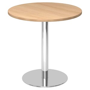 4032062157541 - Besprechungstisch Ø 800 mm 755 mm hoch Gestell verchromt Platte Eiche-Dekor kaiserkraft 4032062157541 - Besprechungstisch Ø 800 mm 755 mm hoch Gestell verchromt Platte Eiche-Dekor kaiserkraft
