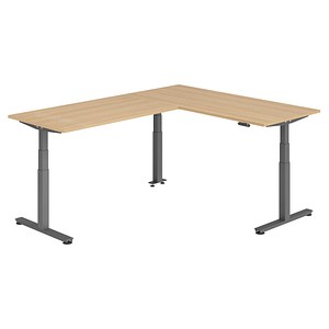Hammerbacher Sitz-Steh-Schreibtisch VXDSM, elektrisch höhenverstellbar, 127cm (H), 240x180cm (BxT), eiche / graphit 4032062326718 Hammerbache 7 Stück