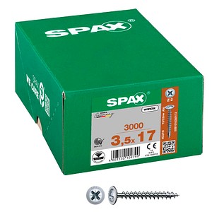 4003530109799 - Universalschraube 35 x 17 mm 3000 Stück Vollgewinde Rückwandkopf Kreuzschlitz Z2 4CUT wirox - 0281010350172 - Spax