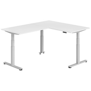 Hammerbacher Sitz-Steh-Schreibtisch VXDSM, elektrisch höhenverstellbar, 127cm (H), 200x160cm (BxT), weiß / silber 4032062327548 Hammerbacher 6 Stück