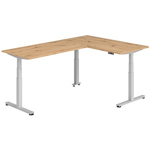 Hammerbacher Sitz-Steh-Schreibtisch VXDSM, elektrisch höhenverstellbar, 127cm (H), 240x160cm (BxT), asteiche / silber 4032062327456 Hammerbac 6 Stück