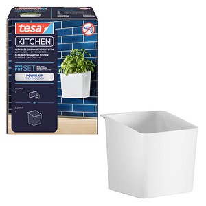 4063565273377 - tesa® Küchen-Kräutertopf weiß selbstklebend inklusive Adapter & Klebeapplikator L 135 x B 145 x H 135 cm