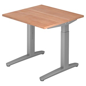 4032062169049 - eurokraft pro ANNY - Schreibtisch mit C-Fußgestell höhenverstellbar 650 - 850 mm Breite 800 mm Nussbaum-Dekor weißaluminium 4032062169049 - eurokraft pro ANNY - Schreibtisch mit C-Fußgestell höhenverstellbar 650 - 850 mm Breite 800 mm Nussbaum-Dekor weißaluminium