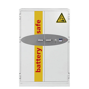 5032548011410 - Battery Commander BS1934K Aufbewahrungstresor für Batterien B 1125 × T 650 × H 1685 mm feuergeschützt Temperaturanzeige Mehrfachverriegelung 3 Schwerlastfachböden Schlüsselschloss