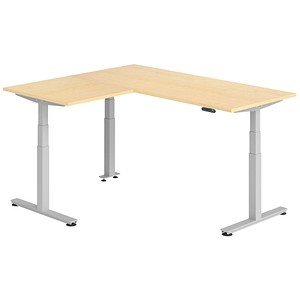 Hammerbacher Sitz-Steh-Schreibtisch VXDSM, elektrisch höhenverstellbar, 127cm (H), 160x180cm (BxT), ahorn / silber 4032062327319 Hammerbacher 6 Stück