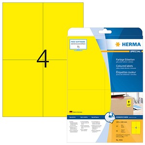 4008705045612 - HERMA Farbige Etiketten 4561 Gelb Rechteckig 105 x 148 mm 20 Blatt à 4 Etiketten 4008705045612 - HERMA Farbige Etiketten 4561 Gelb Rechteckig 105 x 148 mm 20 Blatt à 4 Etiketten