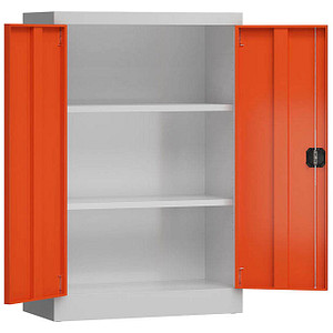 4061815855144 - Stahlschrank ClassiX X-530294 feuerrot lichtgrau 800 x 380 x 1200 cm aufgebaut  4061815855144 LÜLLMANN