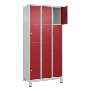 CP Schließfachschrank Classic Plus lichtgrau, rubinrot 080010-304 S10001, 12 Schließfächer 90,0 x 50,0 x 195,0 cm