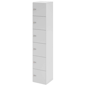 4032062314647 - HAMMERBACHER Schließfachschrank weiß lichtgrau V264L6 W 5 ZS 6 Schließfächer 400 x 420 x 2156 cm