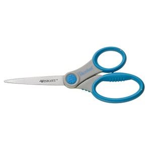 WESTCOTT Papierschere Microban Softgrip grau-blau 18,0 cm