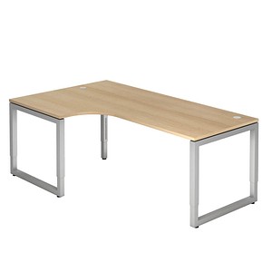 4032062163092 - HAMMERBACHER RS82 höhenverstellbarer Schreibtisch eiche L-Form O-Fuß-Gestell silber 2000 x 1200 cm 4032062163092 - HAMMERBACHER RS82 höhenverstellbarer Schreibtisch eiche L-Form O-Fuß-Gestell silber 2000 x 1200 cm