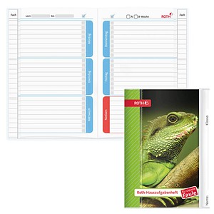 4028279902104 - ROTH Hausaufgabenheft Leguan für clevere Faule liniert A5 ohne Rand 104 Blatt