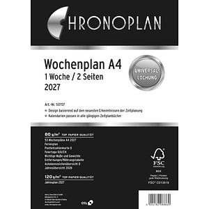 Chronoplan Wochenplan A4 1 Woche/2 Seiten Kalendarium 2017 weiß