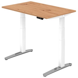 Hammerbacher Sitz-Steh-Schreibtisch VXBHM, elektrisch höhenverstellbar, 129cm (H), 120x80cm (BxT), asteiche / weiß 4032062189047 Hammerbacher 3 Stück