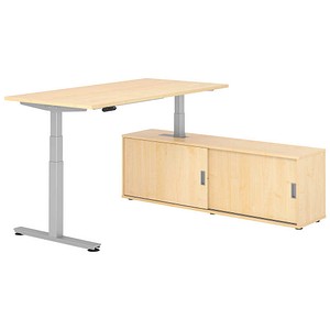 4032062329078 - Schreibtischkombination XDSM 16 höhenverstellbar 63-127cm (H) 160x80cm (BxT) rechteckig ahorn   silber 4032062329078 Hammerb