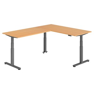 Hammerbacher Sitz-Steh-Schreibtisch VXDSM, elektrisch höhenverstellbar, 127cm (H), 240x180cm (BxT), buche / graphit 4032062326701 Hammerbache 7 Stück