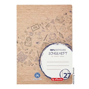 4021666001572 - Schulheft 100050217 Recycling Lineatur 27   liniert mit Rand innen außen A4 80g braun 16 Blatt   32 Seiten 4021666001572 La