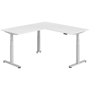 Hammerbacher Sitz-Steh-Schreibtisch VXDSM, elektrisch höhenverstellbar, 127cm (H), 200x180cm (BxT), weiß / silber 4032062327302 Hammerbacher 6 Stück