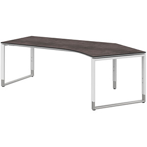 4059484212757 - Winkelschreibtisch TEQSTYLE 120° höhenverstellbar B 2170 x T 800 x H 680-820 mm Winkel rechts quarzit weiß