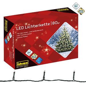 Idena 80er weiße LED Lichterkette grün 16,0 m