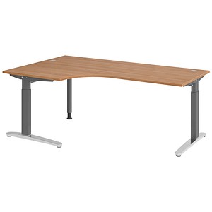 Hammerbacher Schreibtisch VXB, manuell höhenverstellbar, 85cm (H), 200x120cm (BxT), nussbaum / graphit 4032062326206 Hammerbacher 6 Stück