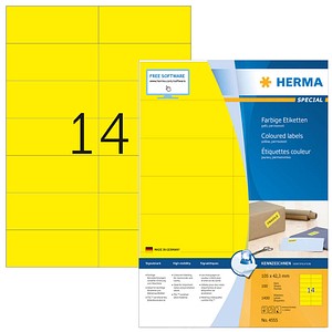 4008705045551 - HERMA Farbige Multifunktionsetiketten 4555 Gelb Rechteckig 105 x 42 mm 100 Blatt à 14 Etiketten 4008705045551 - HERMA Farbige Multifunktionsetiketten 4555 Gelb Rechteckig 105 x 42 mm 100 Blatt à 14 Etiketten