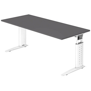 Hammerbacher Schreibtisch VUS, manuell höhenverstellbar, 86cm (H), 180x80cm (BxT), graphit / weiß 4032062323465 Hammerbacher 2 Stück