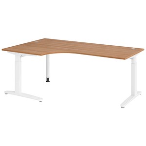 Hammerbacher Schreibtisch VXB, manuell höhenverstellbar, 85cm (H), 200x120cm (BxT), nussbaum / weiß 4032062326527 Hammerbacher 6 Stück