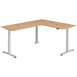 Hammerbacher Sitz-Steh-Schreibtisch VXDSM, elektrisch höhenverstellbar, 127cm (H), 240x180cm (BxT), asteiche / silber 4032062327210 Hammerbac 7 Stück