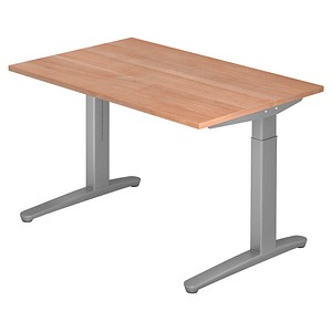 4032062169292 - eurokraft pro ANNY - Schreibtisch mit C-Fußgestell höhenverstellbar 650 - 850 mm Breite 1200 mm Nussbaum-Dekor weißaluminium 4032062169292 - eurokraft pro ANNY - Schreibtisch mit C-Fußgestell höhenverstellbar 650 - 850 mm Breite 1200 mm Nussbaum-Dekor weißaluminium