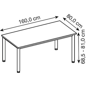 4032062323113 - HS16 höhenverstellbarer Schreibtisch grafit rechteckig 4-Fuß-Gestell grau 1600 x 800 cm 4032062323113 - HS16 höhenverstellbarer Schreibtisch grafit rechteckig 4-Fuß-Gestell grau 1600 x 800 cm