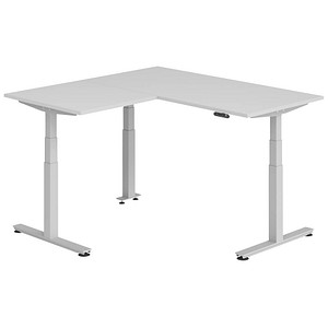 Hammerbacher Sitz-Steh-Schreibtisch VXDSM, elektrisch höhenverstellbar, 127cm (H), 160x160cm (BxT), grau / silber 4032062327562 Hammerbacher 6 Stück