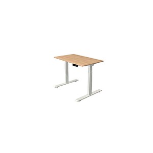 Kerkmann Move 1 stable elektrisch höhenverstellbarer Schreibtisch eiche hell rechteckig, T-Fuß-Gestell weiß 100,0 x 60,0 cm