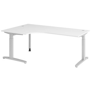 Hammerbacher Schreibtisch VXB, manuell höhenverstellbar, 85cm (H), 200x120cm (BxT), weiß / silber 4032062326381 Hammerbacher 6 Stück
