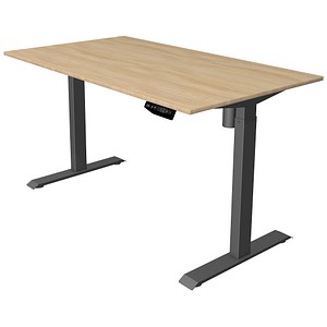 Kerkmann Move 1 elektrisch höhenverstellbarer Schreibtisch eiche hell rechteckig, T-Fuß-Gestell grau 140,0 x 80,0 cm