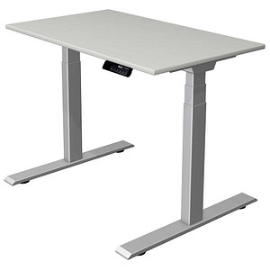 Kerkmann Move 1 stable elektrisch höhenverstellbarer Schreibtisch lichtgrau rechteckig, T-Fuß-Gestell silber 100,0 x 60,0 cm