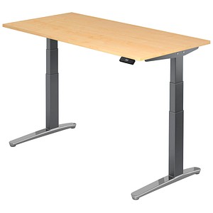 4032062171653 - VXBHM16 elektrisch höhenverstellbarer Schreibtisch ahorn rechteckig C-Fuß-Gestell grau 1600 x 800 cm
