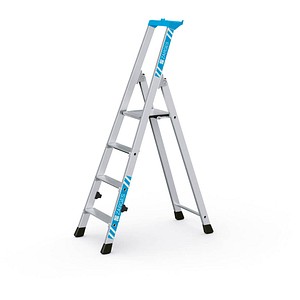 4003866424542 - Stufenleiter klappbar einseitig begehbar mit Ablageschale für leichten Einsatz 4 Stufen inkl Plattform ZARGES