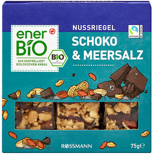 4305615985824 - enerBiO Bio Schoko & Meersalz Nussriegel 3 Riegel